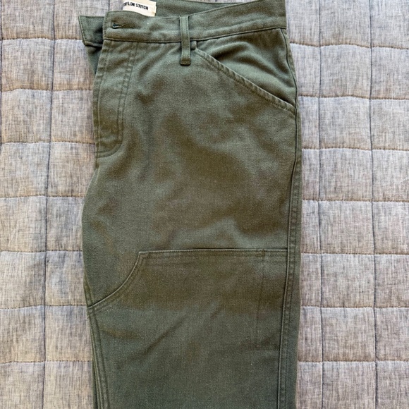 Taylor Stitch Boss Duck Chore Pants Hemp Blend Green Men's Size 32 x 32 - Picture 2 of 5